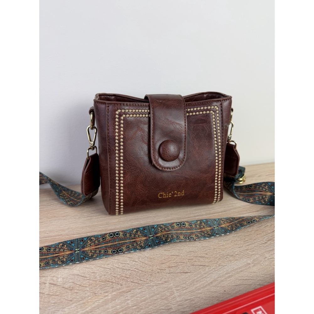 Chie'2nd Retro Small Crossbody Bag boho Stitched Band
